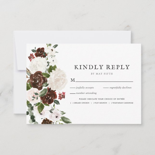 Rustic Floral | Boho Greenery RSVP w/Meal (Front)