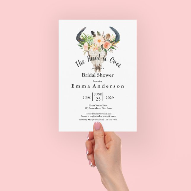 Rustic Floral Boho Hunt is Over Bridal Shower Invitation (Creator Uploaded)