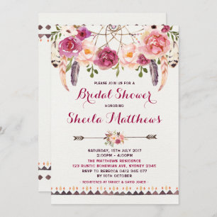 Rustic Floral Boho Invitation Bridal Shower Invite