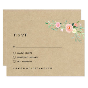 Rustic Floral Boho Wedding RSVP Card