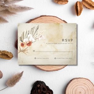 Rustic Floral Boho Wedding RSVP Card