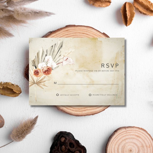 Rustic Floral Boho Wedding RSVP Card (Rustic Floral Boho Wedding RSVP Card)