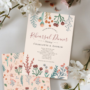 Rustic Floral Boho Wildflowers Wedding Rehersal Invitation