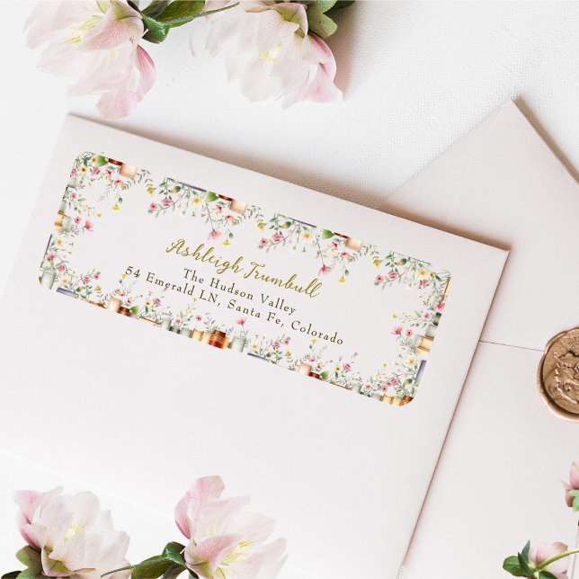 Rustic Floral Book Bridal Shower Return Address  Label (Creator Uploaded)