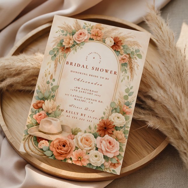 Rustic Floral Boots Western Bridal Shower Invitation (Creator Uploaded)