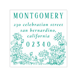Rustic Floral Border Family Name & Return Address Self-inking Stamp