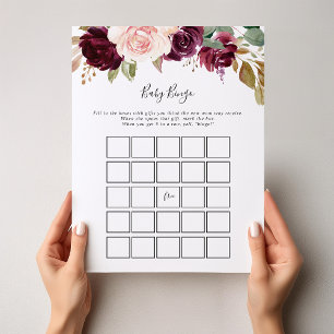 Rustic Floral Botanical Baby Bingo Shower Game