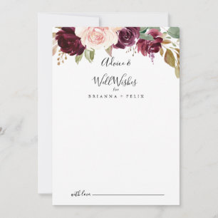Rustic Floral Botanical Floral Wedding Well Wishes Advice Card