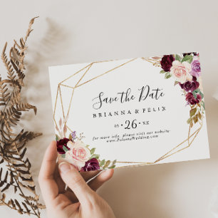 Rustic Floral Botanical Foliage Horizontal Wedding Save The Date
