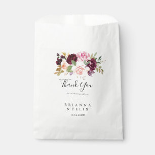 Rustic Floral Botanical Foliage Thank You Wedding Favour Bag