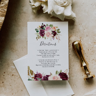 Rustic Floral Botanical Foliage Wedding Directions Enclosure Card