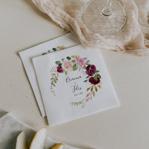 Rustic Floral Botanical Foliage Wedding Napkin
