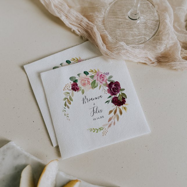 Rustic Floral Botanical Foliage Wedding Napkin (Creator Uploaded)