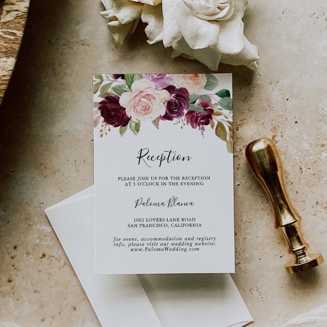 Rustic Floral Botanical Foliage Wedding Reception Enclosure Card (Creator Uploaded)