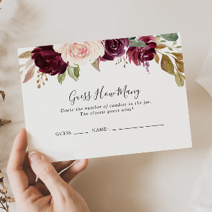 Rustic Floral Botanical Guess How Many Game Card