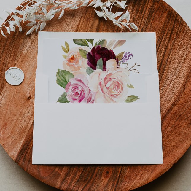 Rustic Floral Botanical Self-Addressed RSVP Envelope (Creator Uploaded)