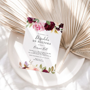 Rustic Floral Botanical Spanish Bridal Shower Invitation