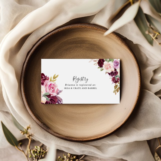 Rustic Floral Botanical  Wedding Gift Registry Enclosure Card (Creator Uploaded)