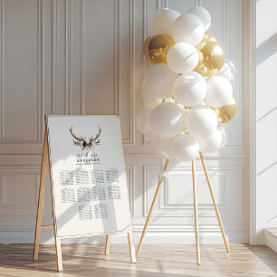 Rustic floral botanical wedding seating plan poste poster