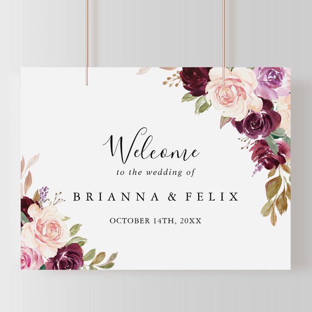Rustic Floral Botanical Wedding Welcome Sign (Creator Uploaded)