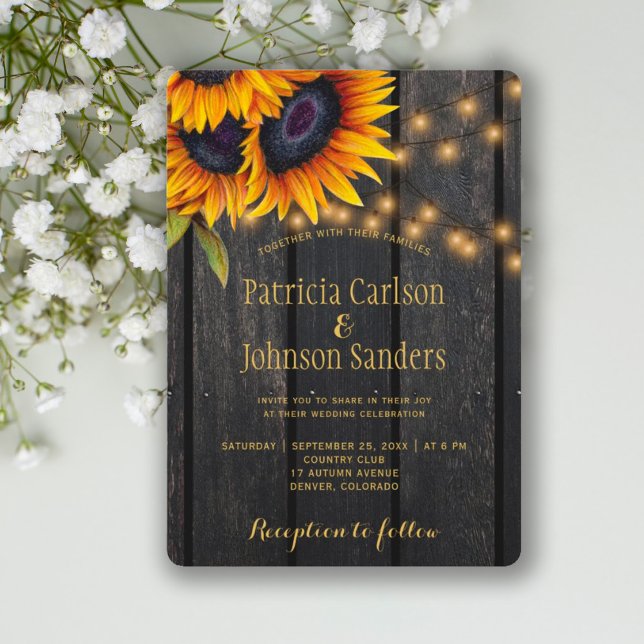 Rustic floral botanical wood wedding invitation (Creator Uploaded)