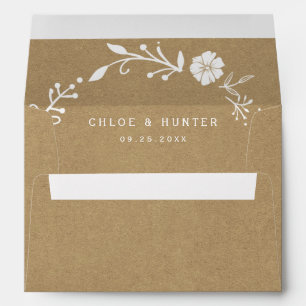 Rustic Floral Botanical Wreath Faux Kraft 5x7 Envelope