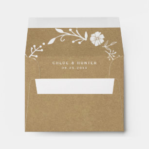 Rustic Floral Botanical Wreath Faux Kraft RSVP Envelope