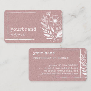 Rustic Floral Boutique Flower Kraft Paper Rose Business Card