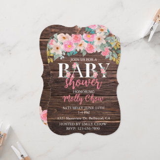 Rustic Floral Bracket Corner Invitation