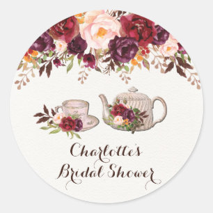 Rustic Floral Bridal Shower Favor Sticker Tag