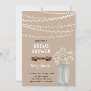 Rustic floral bridal shower invitation