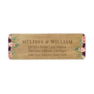 Rustic Floral Bride Groom Wedding Return Address Return Address Label