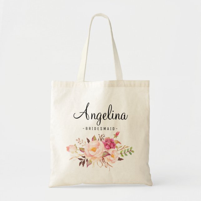 Rustic Floral Bridesmaid Personalised-01 Tote Bag (Front)
