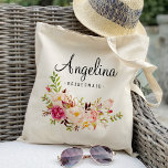 Rustic Floral Bridesmaid Personalised-6 Tote Bag<br><div class="desc">Check out over 100 popular styles of wedding tote bags from the "Wedding Tote Bags" collection of my shop!</div>