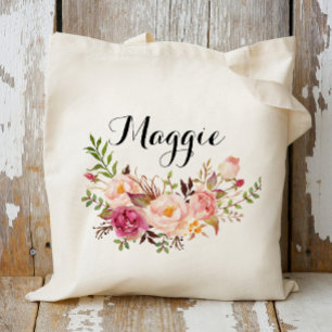 Rustic Floral bridesmaid Personalised,Welcome Tote Bag