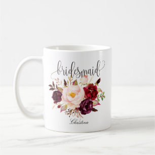 Rustic Floral Bridesmaid Wedding Coffee Mug