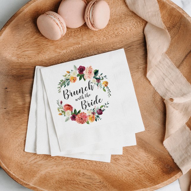 Rustic Floral Brunch with the Bride Wedding Napkin (Creator Uploaded)