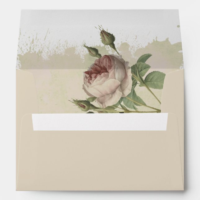 Rustic Floral Burgundy Marsala Modern Minimalist Envelope (Back (Bottom))