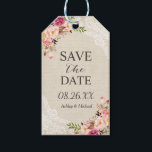 Rustic Floral Burlap Lace Wedding Save the Date Gift Tags<br><div class="desc">Rustic Floral Burlap Lace Wedding Save the Date Gift Tag Template. 
(1) For further customisation,  please click the "customise further" link and use our design tool to modify this template. 
(2) If you need help or matching items,  please contact me.</div>