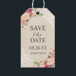 Rustic Floral Burlap Lace Wedding Save the Date Gift Tags<br><div class="desc">Rustic Floral Burlap Lace Wedding Save the Date Gift Tag Template. 
(1) For further customisation,  please click the "customise further" link and use our design tool to modify this template. 
(2) If you need help or matching items,  please contact me.</div>