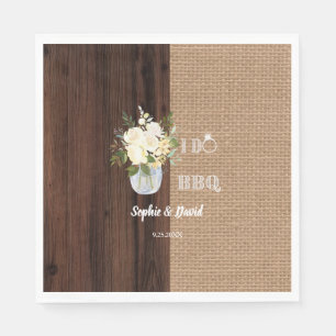 Rustic Floral Burlap Old Barn I DO Barbecue Napkin