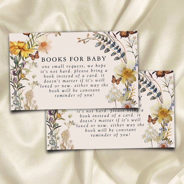 Rustic Floral Butterfly Baby Shower Books for Baby Enclosure Card (Creator Uploaded)