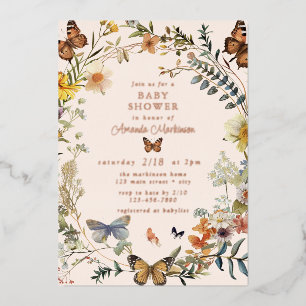 Rustic Floral Butterfly Gender Neutral Baby Shower