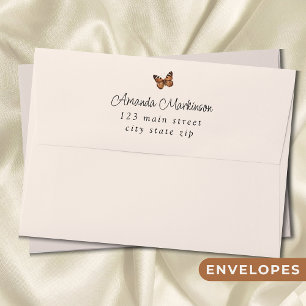 Rustic Floral Butterfly Gender Neutral Baby Shower Envelope