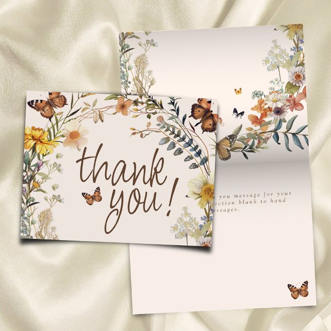 Rustic Floral Butterfly Gender Neutral Baby Shower Thank You Card (Creator Uploaded)