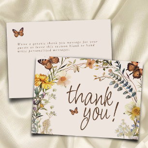 Rustic Floral Butterfly Gender Neutral Baby Shower Thank You Card