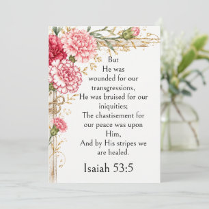 Rustic Floral Carnations, Isaiah 53:5 Bible Verse, Invitation