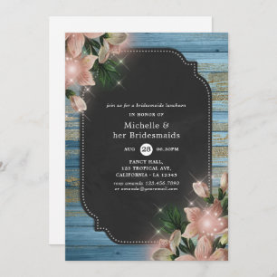 Rustic Floral Chalkboard Bridesmaids Luncheon Invitation