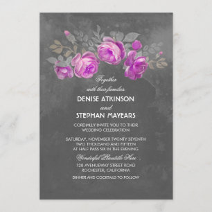 Rustic Floral Chalkboard Wedding Invitations