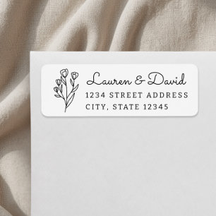 Rustic Floral Couple Names Wedding Return Address Label
